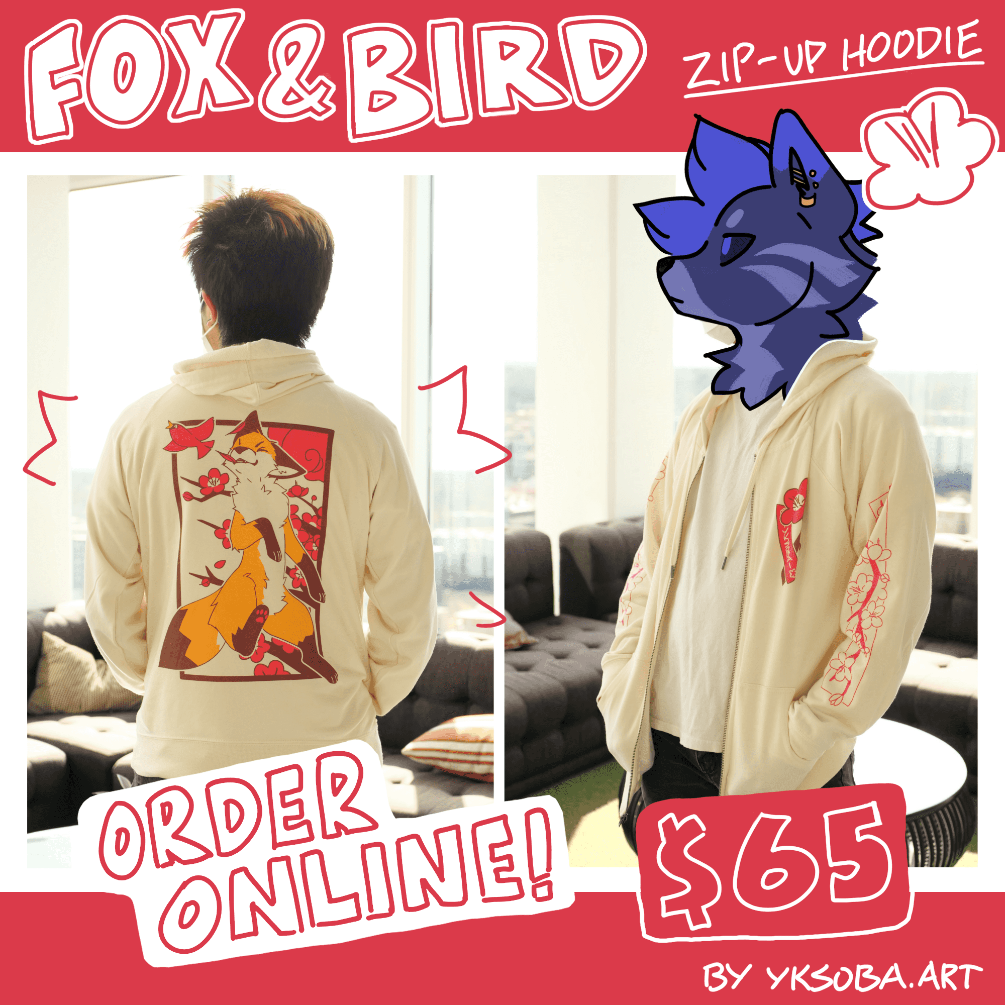 fox & bird hoodie preview