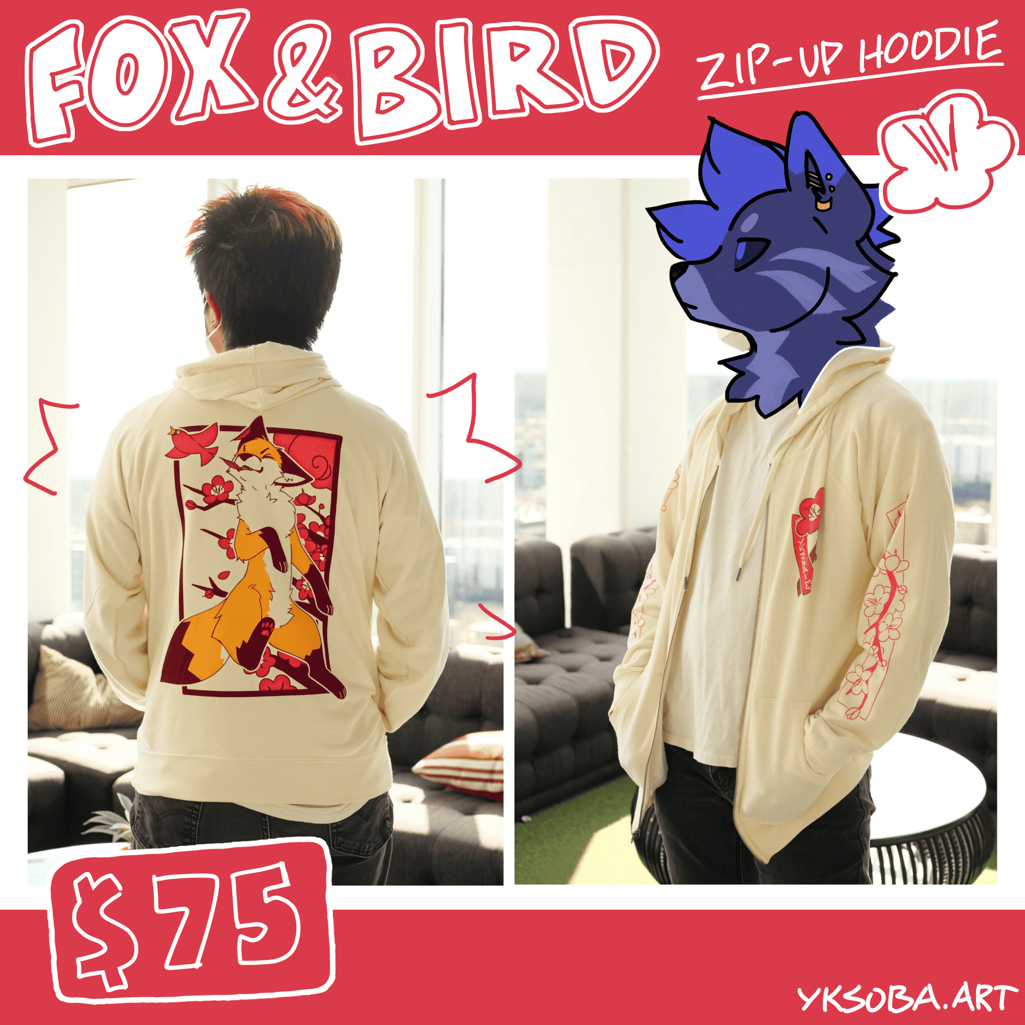 fox & bird hoodie preview